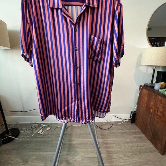 Stussy - Silk Striped SS Shirt (#1110233) - Pink, Blue - Picture 5 of 7
